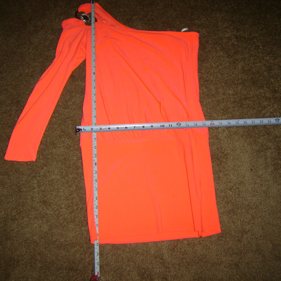 NWT Bright Orange One Sleeve Dress - Picture 3 of 4
